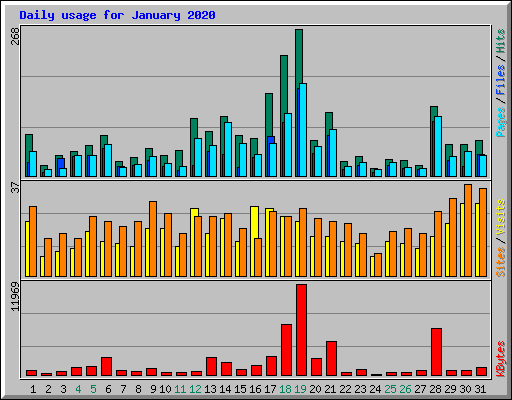 Daily usage for January 2020