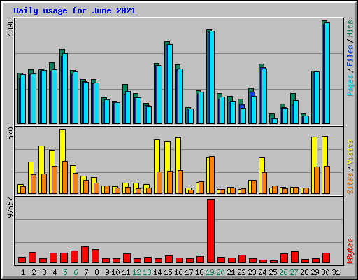 Daily usage for June 2021