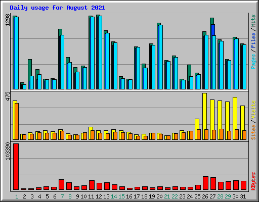 Daily usage for August 2021