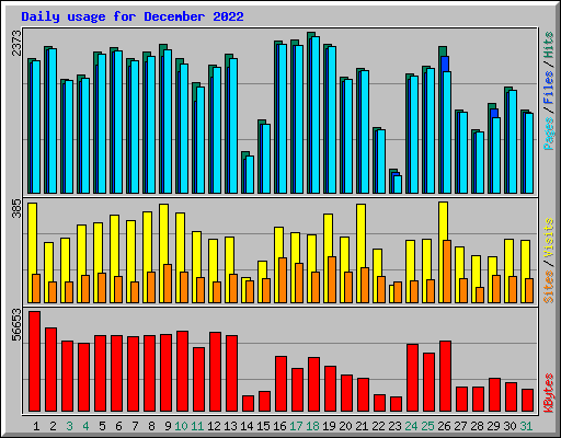 Daily usage for December 2022