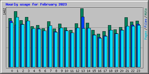 Hourly usage for February 2023